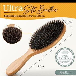 Wooden Hair Brush with Boar Bristles